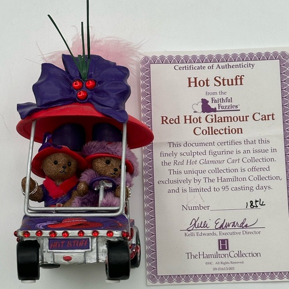 Red Hat Society Glamour Golf Cart The Hamilton Collection Bear Figurine W/Cert - Picture 2 of 8